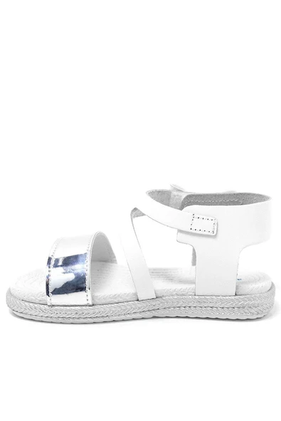 Artico Elenis Hakiki Deri Beyaz Gümüş Kız Bebek Sandalet - 3