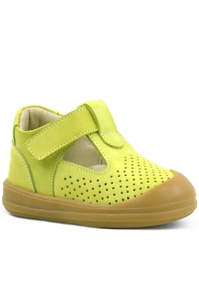 Rakerplus Shaun Hakiki Deri Fıstık Yeşili Cırtlı Anatomik Bebek Sandalet