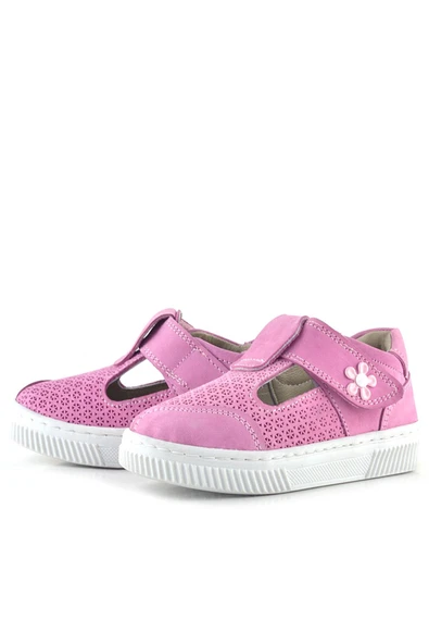 Rakerplus Bheem Hakiki Deri Pembe Cırtlı Çiçek Detaylı Bebek Sandalet - 5