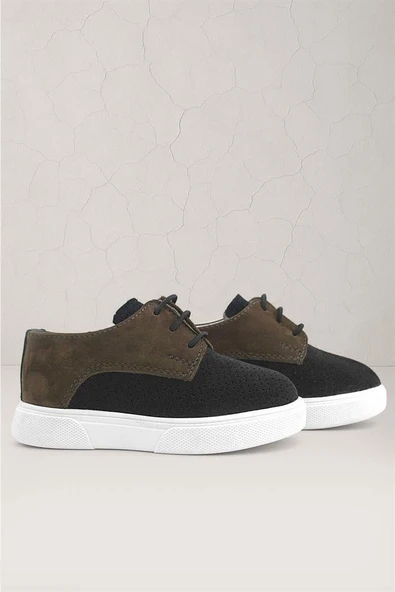 Rakerplus Hakiki Deri Siyah Kahve Lastikli Erkek Çocuk Günlük Ayakkabı - Resim 9