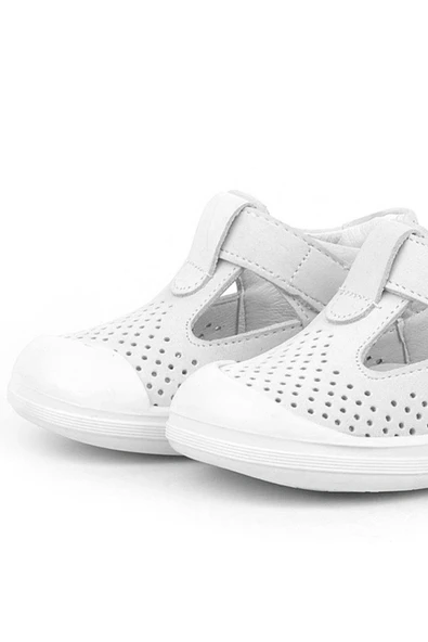 Rakerplus Shaun Hakiki Deri Beyaz Cırtlı Anatomik Bebek Sandalet - 6