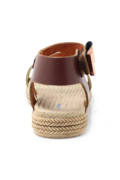 Artico Elenis Hakiki Deri Kahverengi Bakır Kız Bebek Sandalet - 5