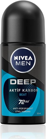 NIVEA Men Erkek Roll-on Deodorant Deep Dimension Beat 50ml, 72 Saat Anti-perspirant Ter Koruması