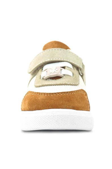 Rakerplus Hakiki Deri Krem Taba Cırtlı Bebek Ayakkabı - Resim 4