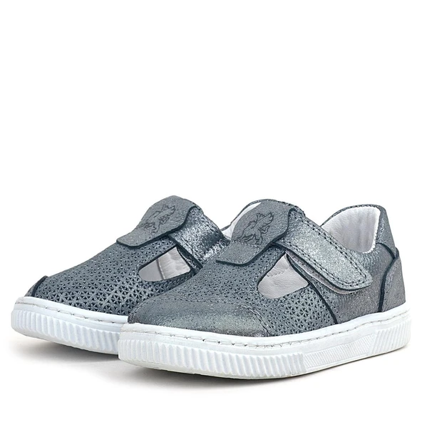 Rakerplus Bheem Hakiki Deri Gümüş Simli Cırtlı Bebek Sneaker Sandalet - 6