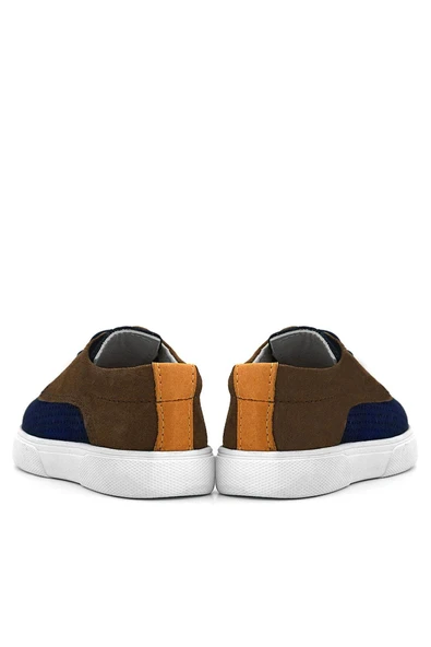 Rakerplus Hakiki Deri Lacivert Sarı Kahve Lastikli Erkek Çocuk Günlük Ayakkabı - Resim 9