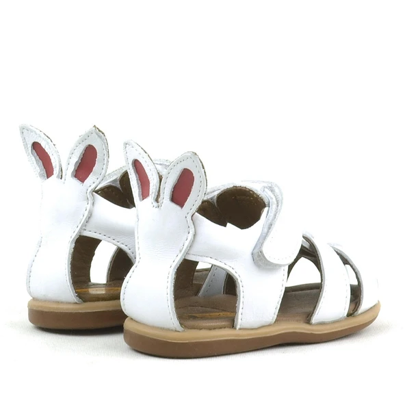 Rakerplus Bunny Hakiki Deri Beyaz Cırtlı Bebek Sandalet - 7