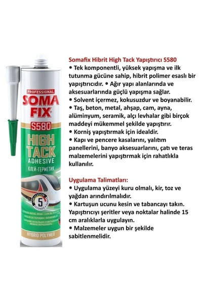 Somafix S580 Hightack Hibrit Yapıştırıcı-korniş-çıta-ayna-metal Yapıştırıcı-çok Kuvvetli-pratik Ürün Beyaz - 6