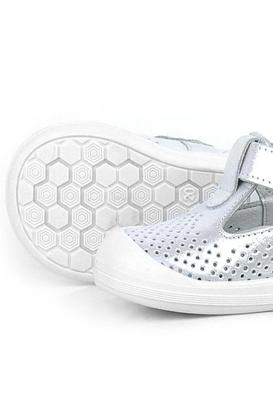 Rakerplus Shaun Hakiki Deri Beyaz Simli Cırtlı Anatomik Bebek Sandalet Ayakkabı - 6