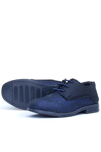 Rakerplus Lacivert Siyah Bağcıklı Takım Elbise Klasik Çocuk Ayakkabı - 6