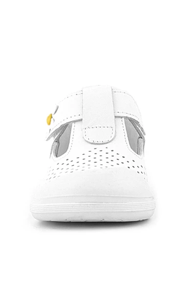 Rakerplus Shaun Hakiki Deri Beyaz Papatya Detaylı Cırtlı Anatomik Bebek Sandalet - 3