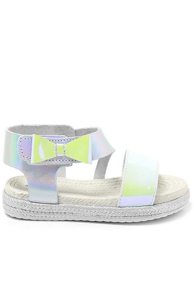 Artico Elenis Hakiki Deri Gümüş Kız Bebek Sandalet - 2