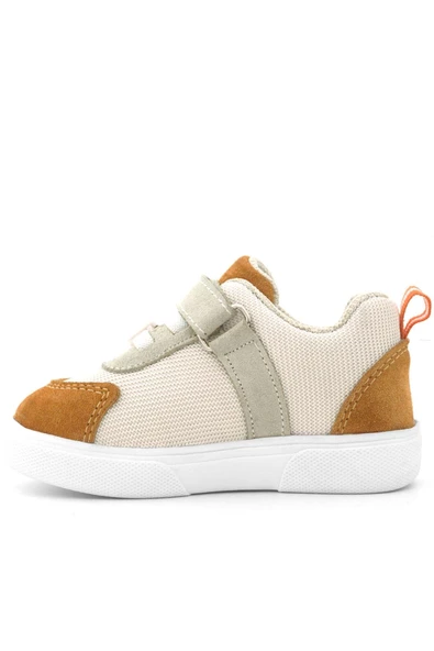 Rakerplus Hakiki Deri Krem Taba Cırtlı Bebek Ayakkabı - Resim 5