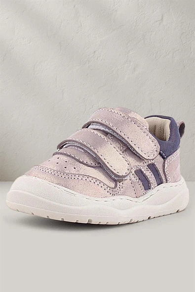 Rakerplus Schaggy Hakiki Deri Parlak Pudra Mor Bebek Spor Ayakkabı - Resim 9