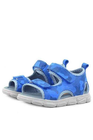 Rakerplus Wisps Hakiki Deri Mavi Kamuflaj Bebek Sandalet - 4