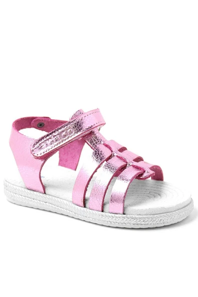 Artico Bellini Vaketa Hakiki Deri Fuşya Pembe Kız Bebek Çocuk Sandalet