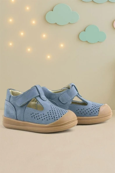 Rakerplus Shaun Hakiki Deri Gri Cırtlı Anatomik Bebek Sandalet - Resim 9