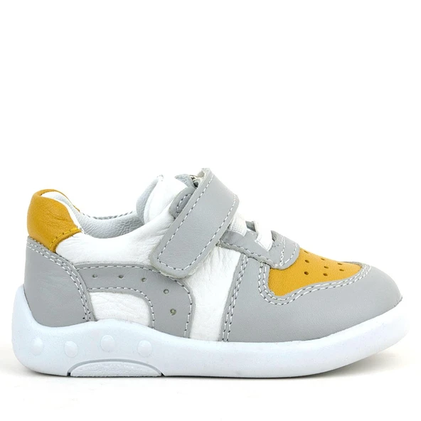 Rakerplus Hakiki Deri Gri Sarı Anatomik Bebek Spor Ayakkabı - 2