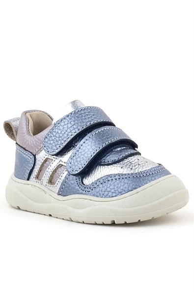 Rakerplus Schaggy Hakiki Deri Metalik Mavi Gümüş Bebek Spor Ayakkabı - Resim 10