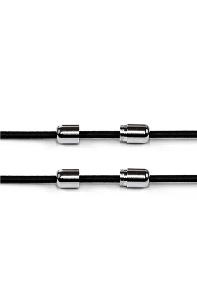 Ayarlanabilir 1 Çift Siyah Vidalı Kapsül Uçlu Yuvarlak Lastik Pratik Bağcık - 2