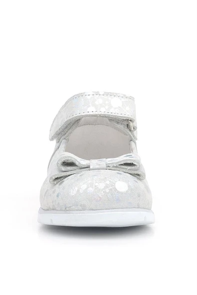 Rakerplus Hakiki Deri Gümüş Desenli Kız Bebek Babet Ayakkabı - Resim 3