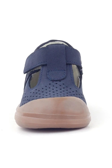 Rakerplus Shaun Hakiki Deri Koyu Lacivert Cırtlı Anatomik Bebek Sandalet - 3