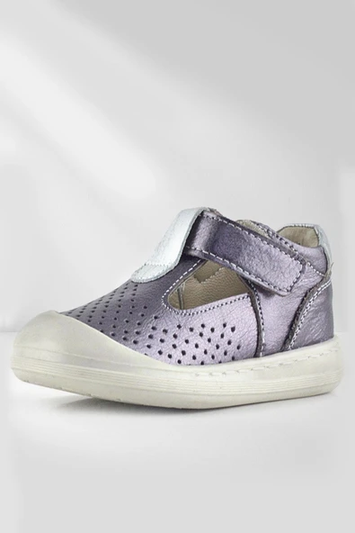 Rakerplus Shaun Hakiki Deri Platin Cırtlı Anatomik Kız Bebek Sandalet