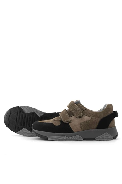 Rakerplus Hakiki Deri Kahverengi Siyah Çocuk Sneakers Spor Ayakkabı - Resim 7