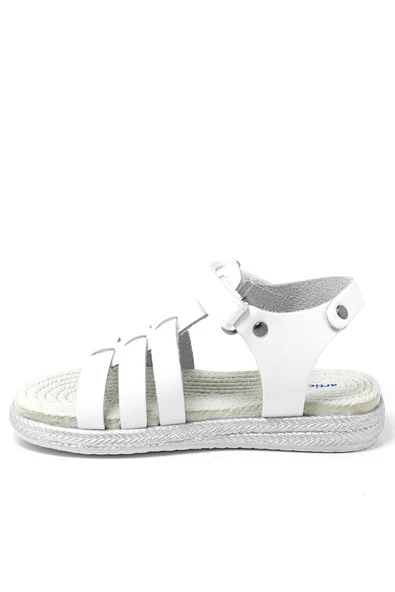 Artico Bellini Beyaz Hakiki Deri Vaketa Kız Çocuk Sandalet - 3