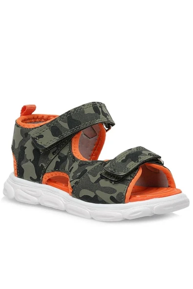 Rakerplus Haki Kamuflaj Desenli Cırtlı Bebek Sandalet Ayakkabı