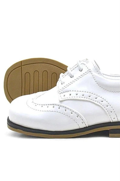 Rakerplus Titan Beyaz Rugan Bağcıklı Klasik Erkek Çocuk Klasik Ayakkabı - Resim 7