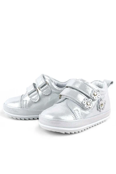 Rakerplus Limpo Hakiki Deri Gümüş Anatomik Kız Bebek İlk Adım Ayakkabısı - Resim 6