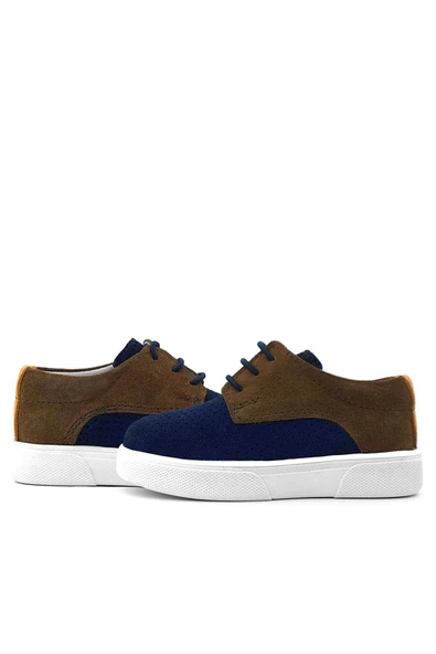 Rakerplus Hakiki Deri Lacivert Sarı Kahve Lastikli Erkek Çocuk Günlük Ayakkabı - Resim 8