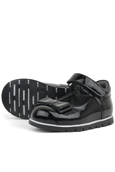 Rakerplus Siyah Rugan Fiyonklu Kız Bebek Babet Ayakkabı - Resim 12
