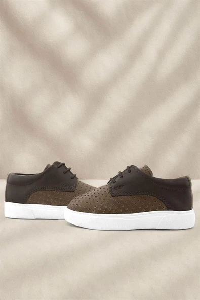 Rakerplus Hakiki Deri Kahverengi Lastikli Erkek Çocuk Günlük Ayakkabı ürün görseli 1