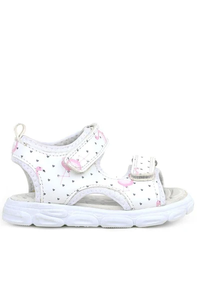 Rakerplus Beyaz Flamingo Cırtlı Bebek Sandalet Ayakkabı - 2