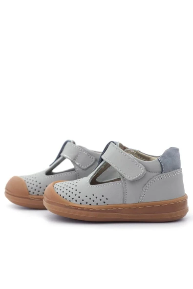 Rakerplus Shaun Hakiki Deri Açık Gri Cırtlı Anatomik Bebek Sandalet - 6