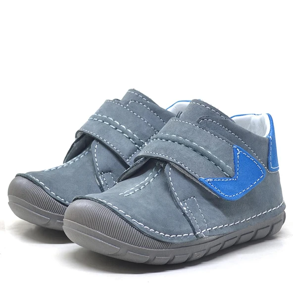 Rakerplus Popeye Hakiki Deri Gri Mavi İlk Adım Unisex Bebek Ayakkabısı - Resim 3