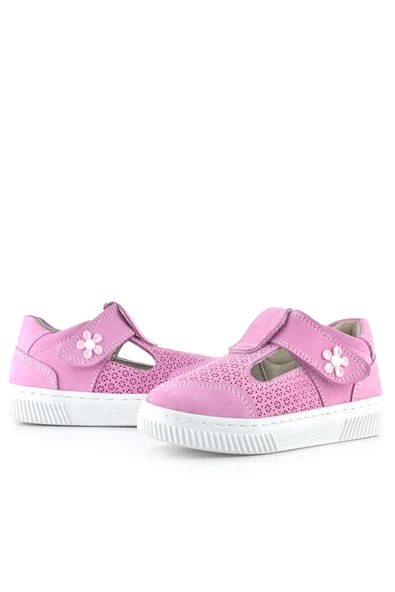 Rakerplus Bheem Hakiki Deri Pembe Cırtlı Çiçek Detaylı Bebek Sandalet - 7