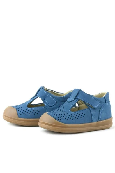 Rakerplus Shaun Hakiki Deri Lacivert Cırtlı Anatomik Bebek Sandalet - Resim 6