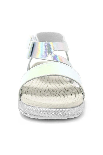 Artico Elenis Hakiki Deri Gümüş Kız Bebek Sandalet - 4