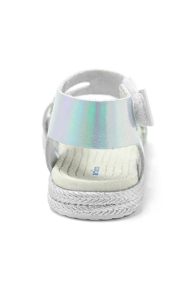 Artico Elenis Hakiki Deri Gümüş Kız Bebek Sandalet - 5