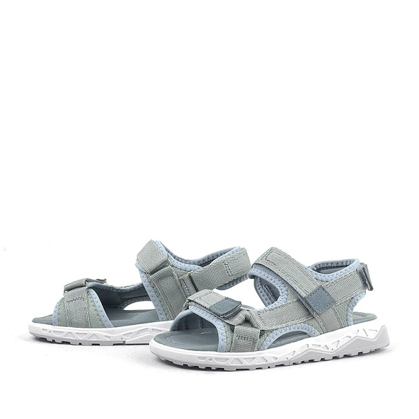 Rakerplus Gri Kordon Detaylı Konfor Tabanlı Cırtlı Çocuk Sandalet - Resim 5