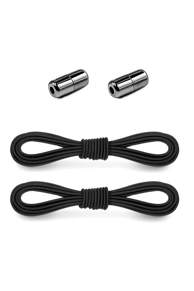 Ayarlanabilir 1 Çift Siyah Vidalı Kapsül Uçlu Yuvarlak Lastik Pratik Bağcık