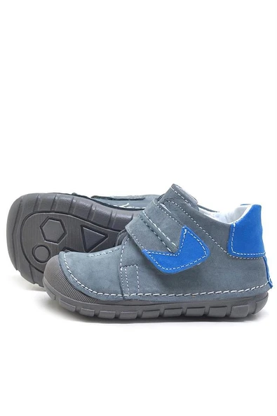 Rakerplus Popeye Hakiki Deri Gri Mavi İlk Adım Unisex Bebek Ayakkabısı - Resim 6