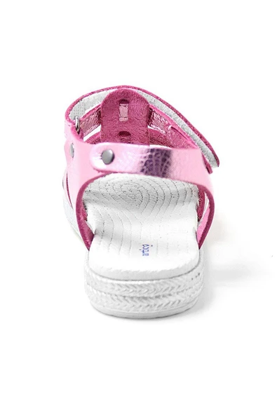 Artico Bellini Vaketa Hakiki Deri Fuşya Pembe Kız Bebek Çocuk Sandalet - 5