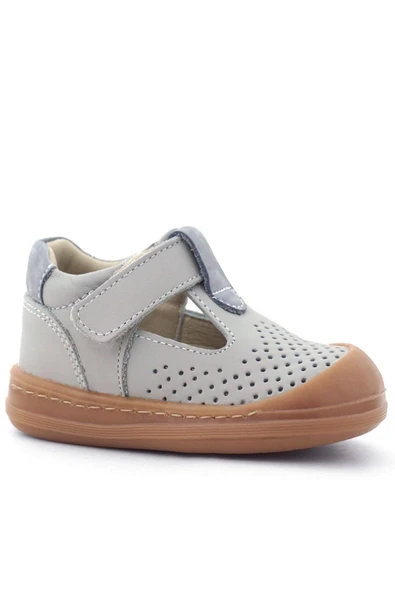 Rakerplus Shaun Hakiki Deri Açık Gri Cırtlı Anatomik Bebek Sandalet - 2
