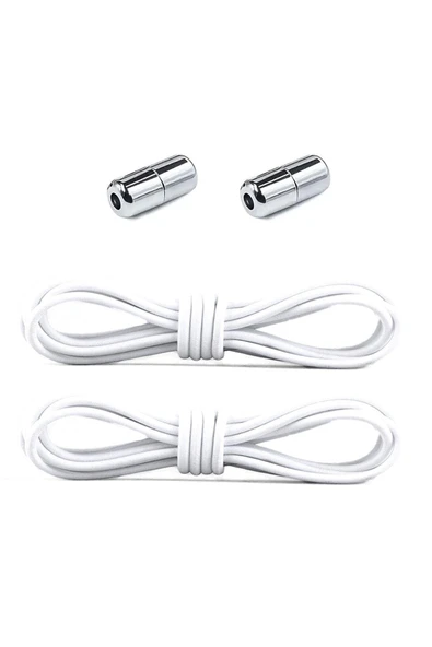 Ayarlanabilir 1 Çift Beyaz Vidalı Kapsül Uçlu Yuvarlak Lastik Pratik Bağcık ürün görseli