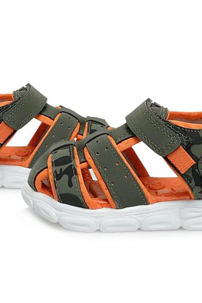 Haki Yeşil Turuncu Bebek Sandalet Ayakkabı - 6