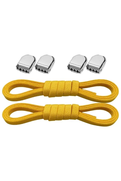 Akıllı Kilitli Ayarlanabilir Sarı 6 MM Lastik Pratik Bağcık 1 Çift ürün görseli